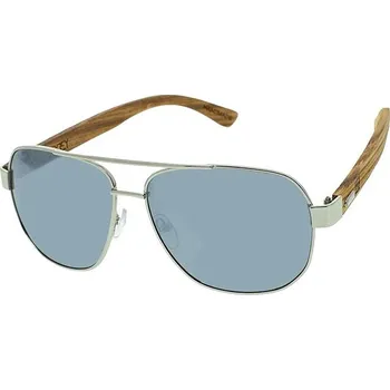 Sluneční brýle VeyRey Dřevěné sluneční brýle pilotky Pent stříbrná skla