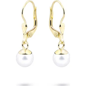 Náušnice Cutie Jewellery Zlaté náušnice s perlou visací Z3014Z Barva: Bílá
