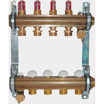 rozdělovač topení HERZ 4 okr. G1" mosazný rozdělovač pro podlahové topení 1853204
