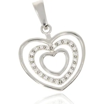 Přívěsek Zlatnictví Helios Srdce se zirkony z bílého zlata