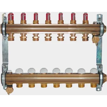 rozdělovač topení HERZ 7 okr. G1" mosazný rozdělovač pro podlahové topení 1853207