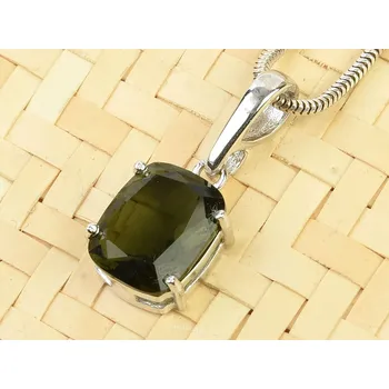 Přívěsek Přívěsek vltavín obdélník 11 x 9mm standard brus Ag 925/1000 + Rh