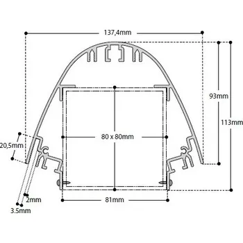 Stavební profil Pylon profil 80V elox (6000mm*) TOT2137