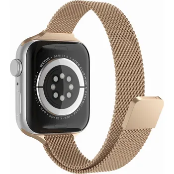 Řemínek na hodinky Ocelový řemínek Watchband W034 pro Apple Watch 3-4-5-6-7-SE 42-44-45 mm zlatý