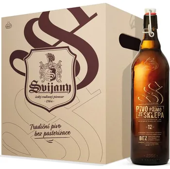 Pivo PIVOVAR SVIJANY PIVO PŘÍMO ZE SKLEPA lahev 1l, baleno v kartonové krabici 6ks Balení po 6ks