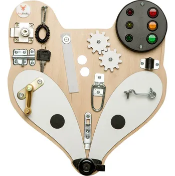 Dřevěná hračka Foxy Family Montessori activity board Woodland Hlava lišky Natural