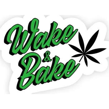 Nášivka Samolepka Wake&Bake bílá - weedshop