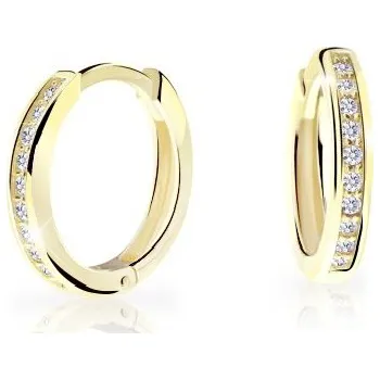 Náušnice ŠPERKY-NM, Zlaté dívčí kroužky se zirkony 3126 Barva kamene: červená - rubín