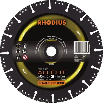 Řezný kotouč Rhodius 303391 | Diamantový řezný kotouč DG210 ALLCUT 230x3,0x2,8x22,23 mm