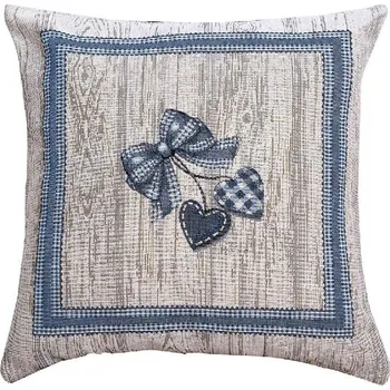 Dekorativní polštářek Dekorační polštář modrá srdíčka s mašlí, 45x45 cm