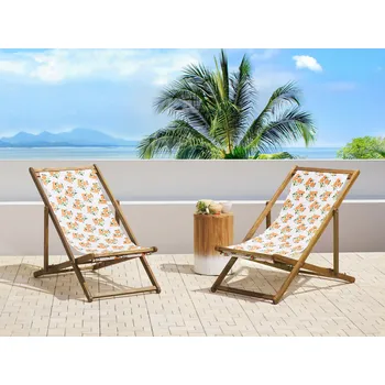 Podsedák Sada 2 potahů na zahradní lehátko polyester 113 x 44 cm barevný vzor pomerančů náhradní potahy moderní styl zahrada Beliani