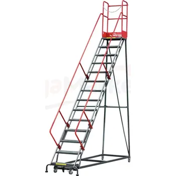 Regalydoskladu Mobilní plošinový skladový žebřík H:357 cm - 14 schodů