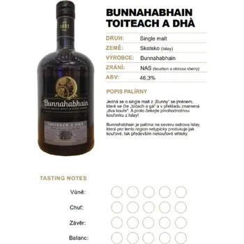 Whisky Bunnahabhain Toiteach A Dhà 0,04l 46,3%