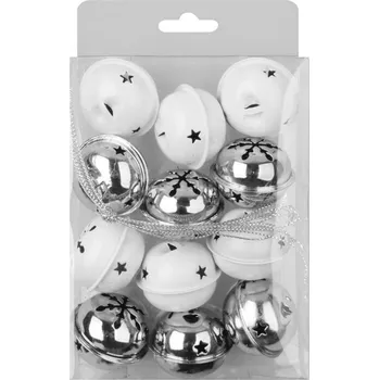 Dekorace do dětského pokoje Rolničky stříbrné a bílé 4 cm, 12 ks