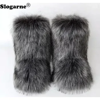 Dámská zimní obuv Extravagantní dámské zimní chlupaté boty Barva: Šedá, Velikost EUR: 37