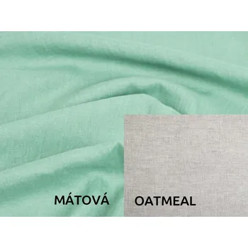 deka Snový svět Lněná deka s prošitím Barva: mátová, Barva 2: oatmeal