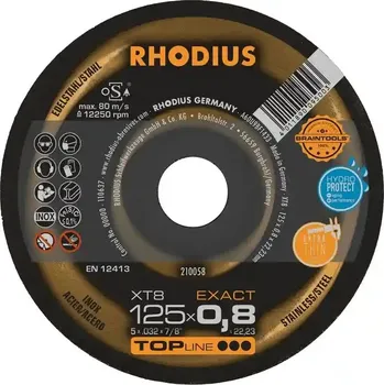 Řezný kotouč Rhodius 210058 | Řezný kotouč 125 x 0,8 x 22,23 mm, XT8 EXACT, rovný