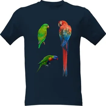 Pánská móda Tričko s potiskem Trojice papoušků pánské