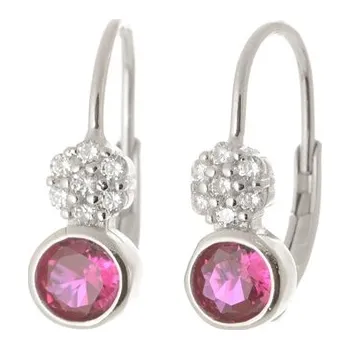 Náušnice Stříbrné naušnice s rubínky a čirými zirkony STNAU1640F