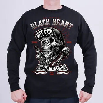 Pánská mikina Pánská Mikina BLACK HEART BUDDY bez kapuce Barva: Černá, Velikost: L