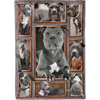 deka Excellent Mikroplyšová hřejivá deka 100x150 cm - Americký pitbulteriér šedý