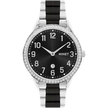 Hodinky MINET Náramkové stříbrno-černé dámské hodinky AVENUE s čísly MWL5301 (POŠTOVNÉ ZDARMA!! )