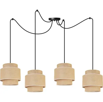 Závěsné svítidlo Boho Spider, 4x jutové stínítko, (výběr ze 2 barev konstrukce)