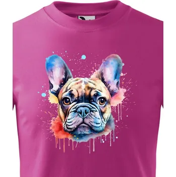 Dětské tričko Barevný francouzský buldoček, Barva Purpurová, Velikost 110 cm/4 roky, Canvas Dětské tričko Bezvatriko.cz 2138