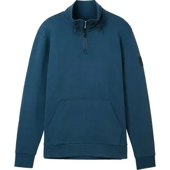 Pánská mikina TOM TAILOR PÁNSKÁ MIKINA DO STOJÁKU SE ZIPEM - PETROLEJ XL