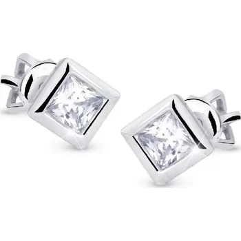 Náušnice Drobné náušnice z bílého zlata s čirým zirkonem, 1.65 g,