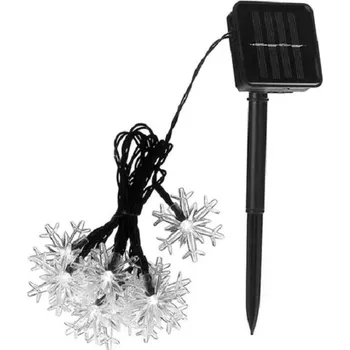 Zahradní dekorace Solar SV/51M Solární světelný řetěz vločka čistá bílá, 30LED/6,5 Metrů (Solární řetěz 6,5 metrů)