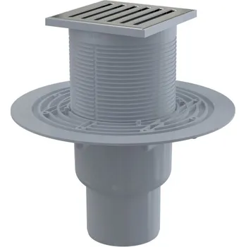 Kanalizační potrubí Podlahová vpust Alcadrain (Alcaplast) 105 x 105/50/75 mm přímá, mřížka nerez, vodní zápachová uzávěra APV203