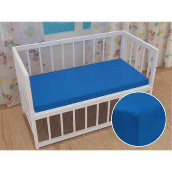 Prostěradlo Dětské jersey napínací prostěradlo do postýlky JR-016 Modré 60 x 120 x 10 cm - do postýlky