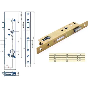 zadlabací zámek Zámek zadlabací K 411 90/40 P-L Zn