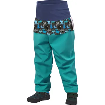 Chlapecké kalhoty Unuo Batolecí softshellové kalhoty s fleecem smaragdové/pejsci