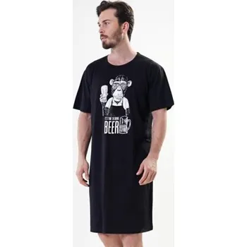 Pánská noční košile Pánská noční košile Vienetta Secret Opice černá L