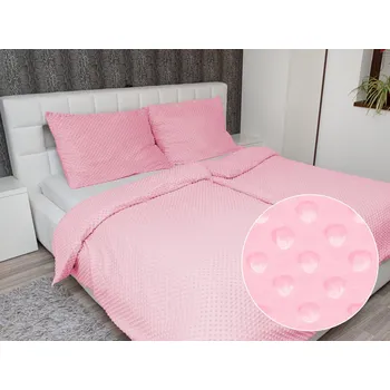 Povlečení Hřejivé ložní povlečení Minky 3D puntíky MKP-035 Světle růžové Jednolůžko 140x200 a 70x90 cm