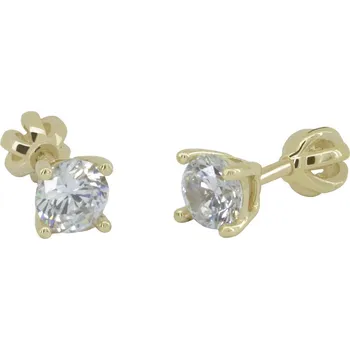 Náušnice Náušnice ze žlutého zlata s čirým zirkonem, 1.69 g,