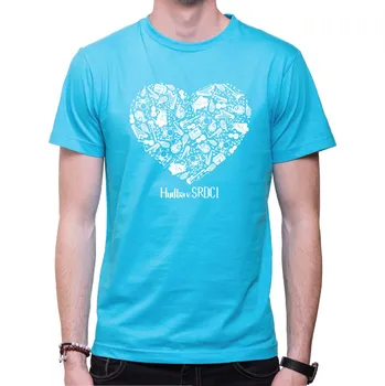 Pánská móda Tričko - Hudba v SRDCI, Barva látky tyrkysová modrá, Střih Pánske / UNISEX tričko, Velikost XS