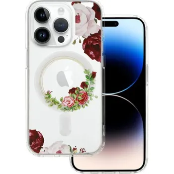 Pouzdro na mobilní telefon MG | MG Flower MagSafe kryt na iPhone 14, red flower