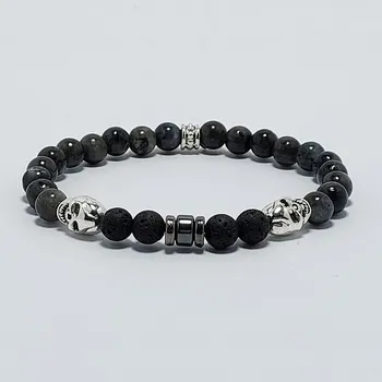 Náramek Pánský náramek z minerálů 6 mm - labradorit, lávový kámen a hematit