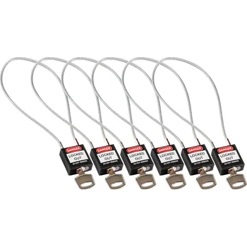 Visací zámek Compact Cable Padlock Black 40cm KA/6PK