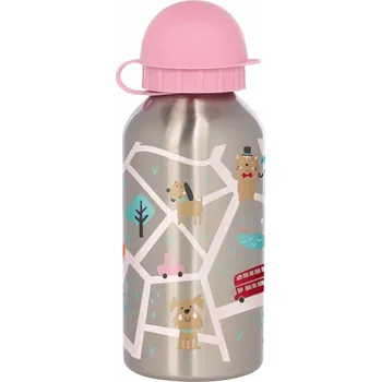 Svačinový box Sigikid Lahvička z nerezové oceli na pití Pejsci - růžová 400 ml