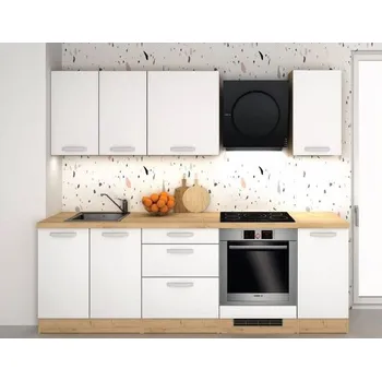 Kuchyňská linka EBS Kuchyně bílá mat/dub arlington, 2,4 m