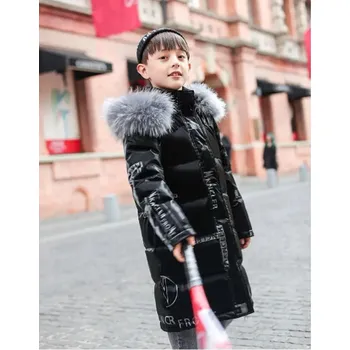 Dívčí bunda Zimní prošívaný chlapecký kabát až do -30°C Barva: Černá, Velikost: 130 (7-8 let)