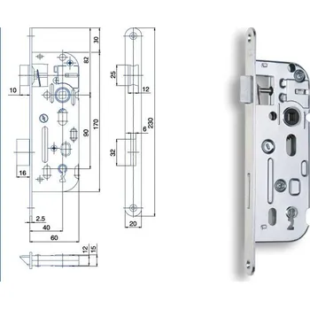 zadlabací zámek Zámek zadlabací 01-15 90/60 P-L Zn