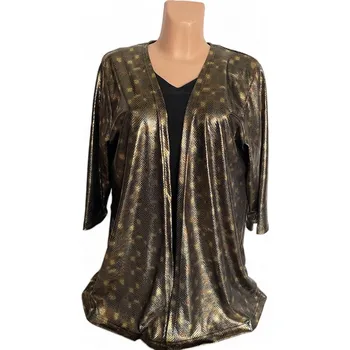 Dámské šaty Zlatý společenský kabátek přes šaty , Barva Zlatá, Velikost XL 44, Materiál 100% Polyester