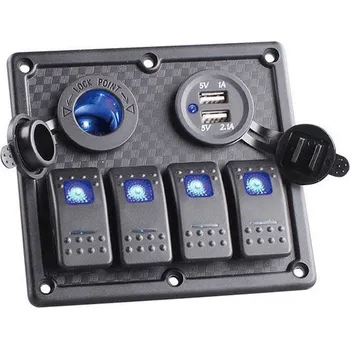 Panel PN-R4S2 se 4 vypínači a 2 napájecími zdířkami