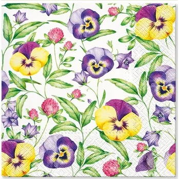 Papírový ubrousek Anděl Papírové ubrousky celoroční třívrstvé 33 x 33 cm macešky