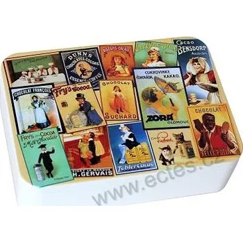 Dóza na potraviny PLAKÁTY ČOKOLÁDA plechová dóza 3500 s dotiskem čokoládové retro zora
